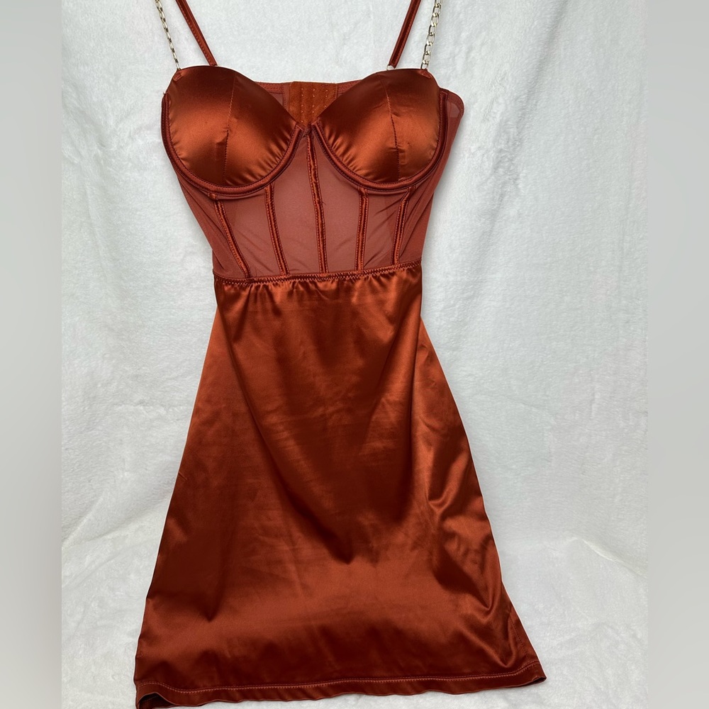 MINI DRESS ORANGE & GOLD - SIZE MEDIUM